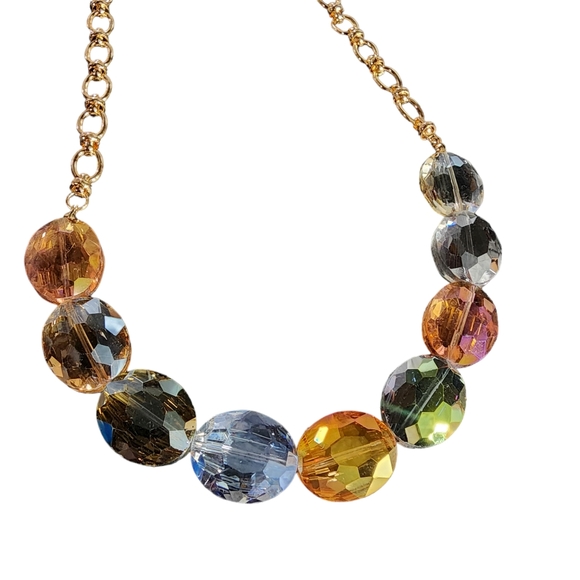 AV Multicolor Light Jewel Necklace with Gold Tone Chain NWT - (#0003) - Picture 2 of 2